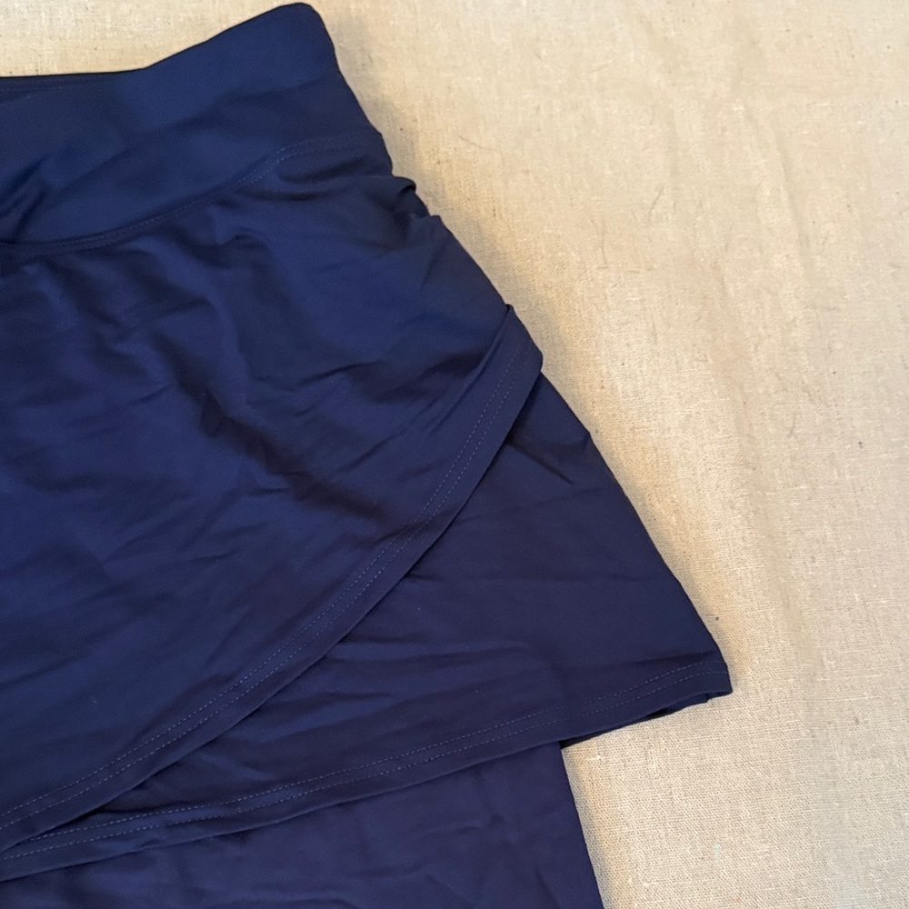 Lands' End Navy Modest Swim Capri with Skirt - Sz L- Sun Protection - Worn Once! - Picture 3 of 6